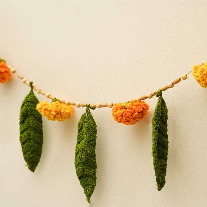 Handmade Ashok Patta & Marigold Flower Crochet Toran