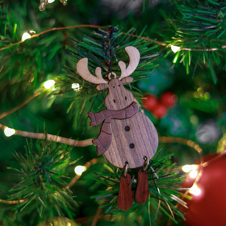 Handmade Reindeer 3D Laser Cut Wooden Ornaments For Christmas Tree Decoration