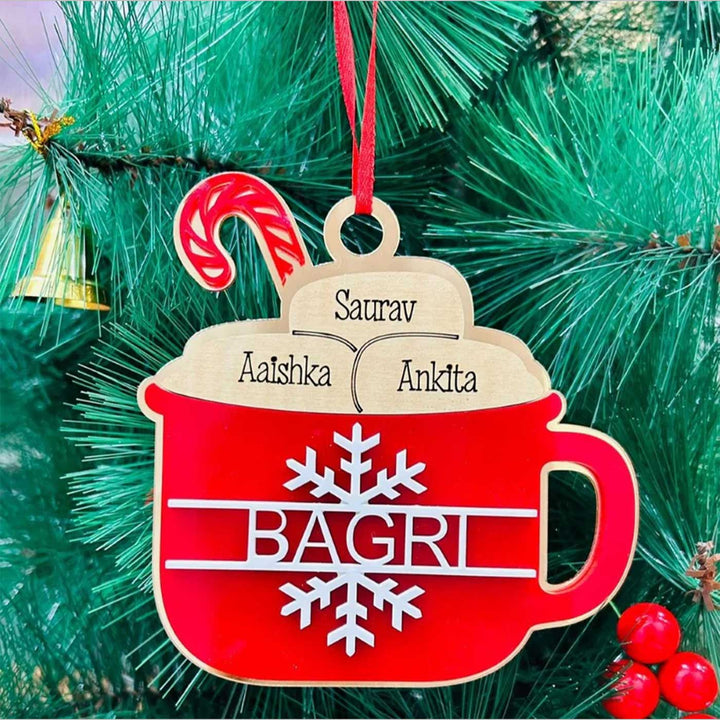 Personalized Hot Cocoa Cup Acrylic Ornaments For Christmas Tree Decoration