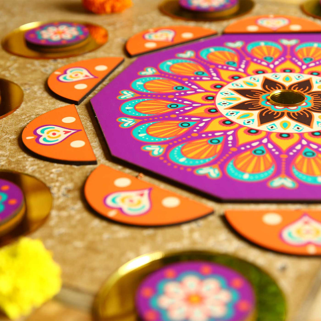 Reusable 17 Piece Ainakar MDF Wood Rangoli