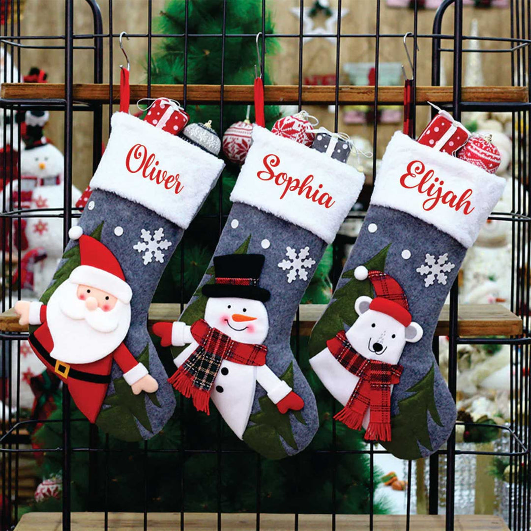 Personalized Winter Wonderland Felt & Fur Stockings For Christmas Decoration