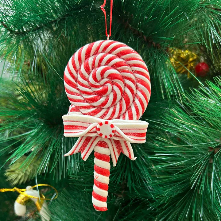 Handmade Red Lollipop Clay Ornaments For Christmas Tree Decoration