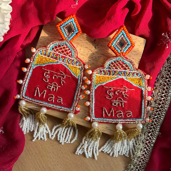 Handmade "Dulhe ki Maa" Beaded Earrings for Groom's Mother