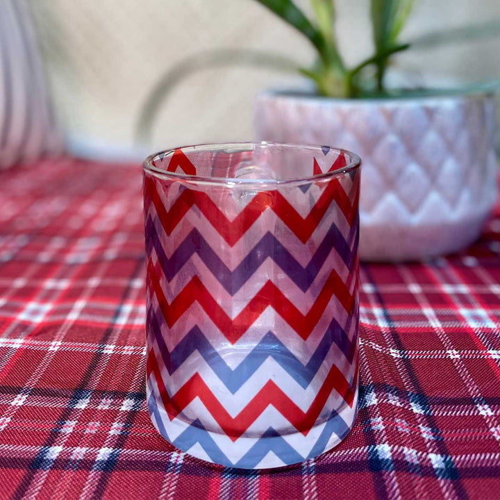 Handmade Chevron Printed Clear Borosil Glass Mugs | Xmas Gifting Ideas