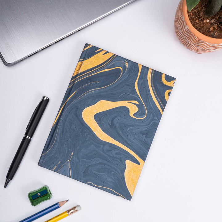 Handmade Unruled Blue Marble Hardbound Journal | 120 Gsm, 48 Pages