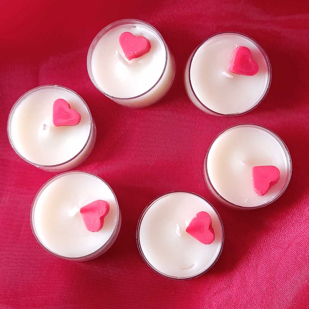 Mini Heart Wax Tealight Candle | Set Of 6