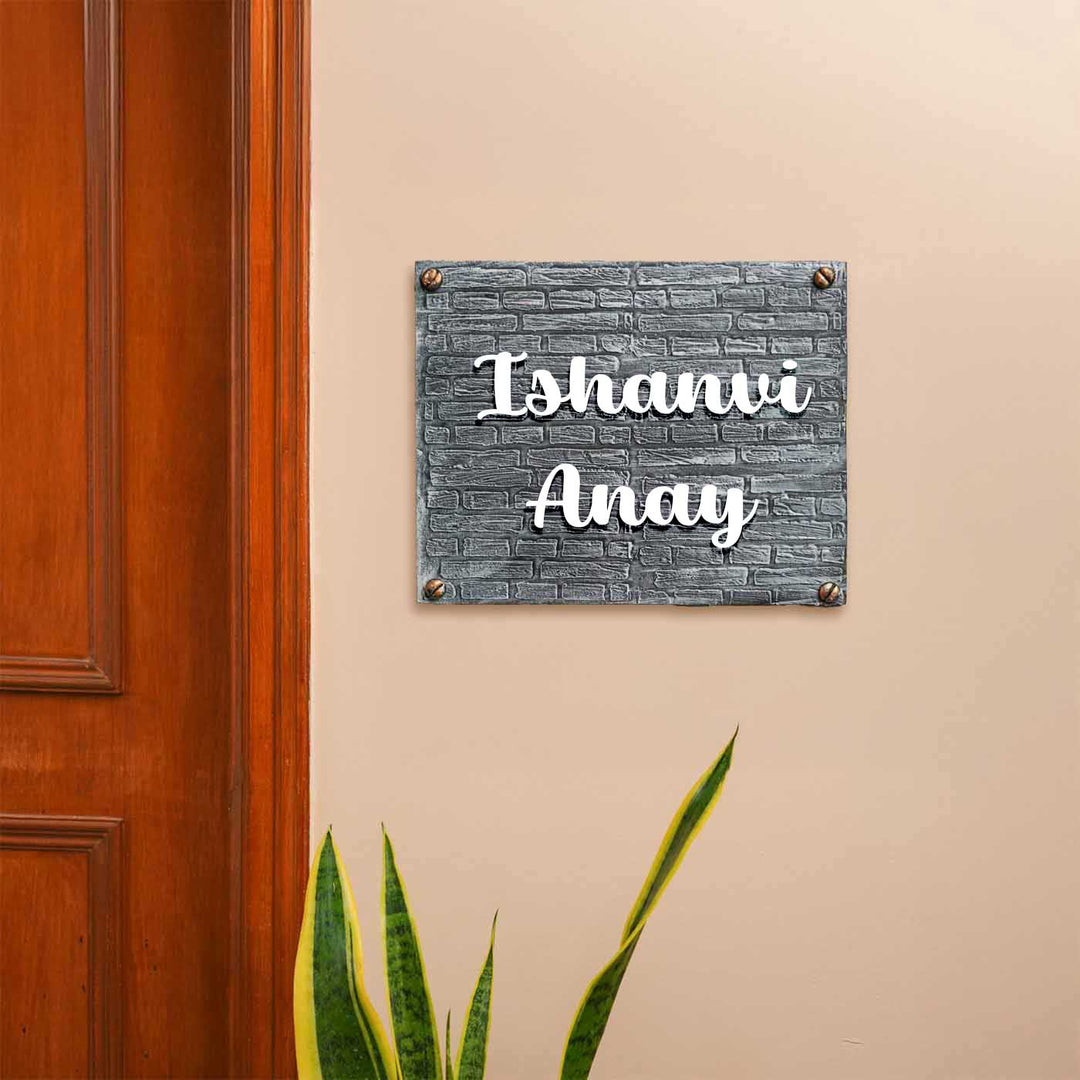 Personalized Brick Wall Theme Mdf Wood Name Plate