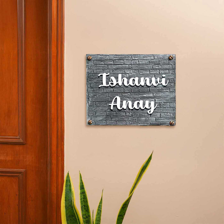 Personalized Brick Wall Theme Mdf Wood Name Plate