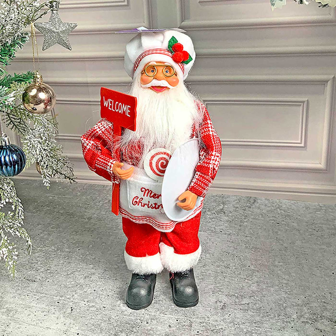 Big Masterchef Santa Claus Self-Standing Woolen Decor For Christmas Table Decoration