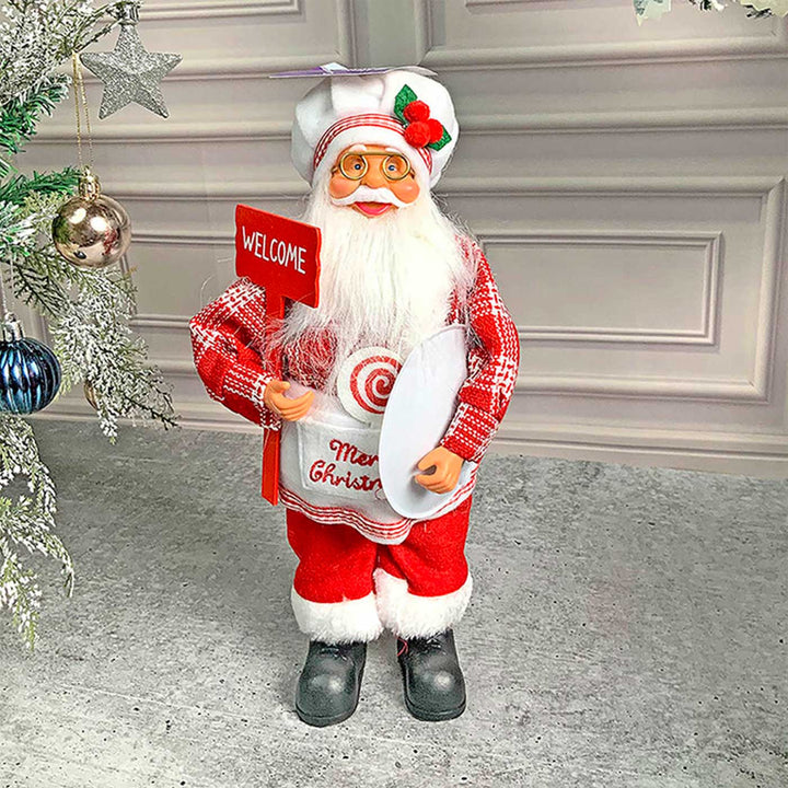 Big Masterchef Santa Claus Self-Standing Woolen Decor For Christmas Table Decoration