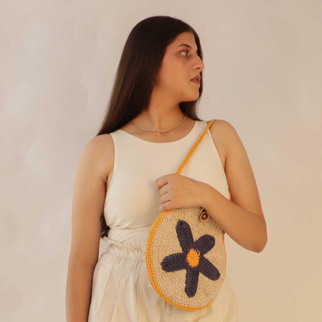 Handmade Crochet Flower Shoulder Bag