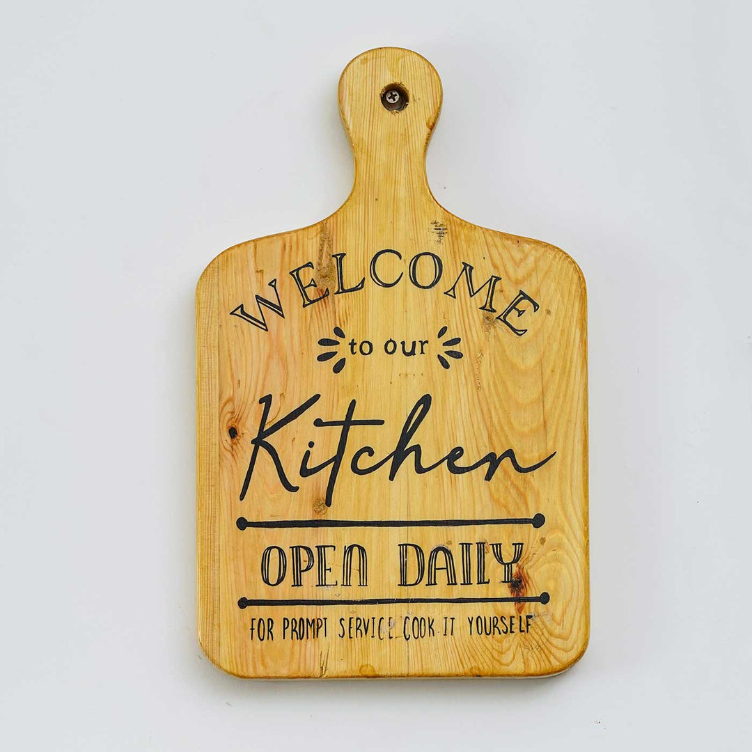 Handmade "Welcome To Our Kitchen" Wooden Chopping Board Signage