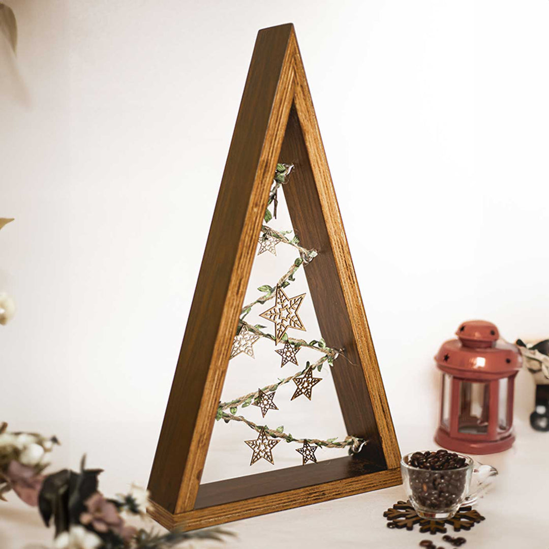 Handmade Wooden Xmas Tree With Stars For Christmas Table Decoration