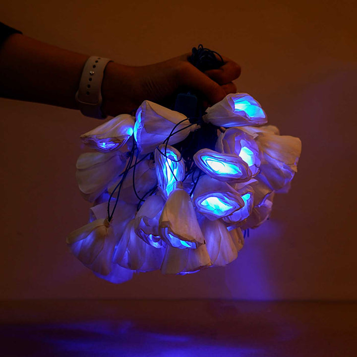 Handmade Blue Sholapith Flower String Fairy Light