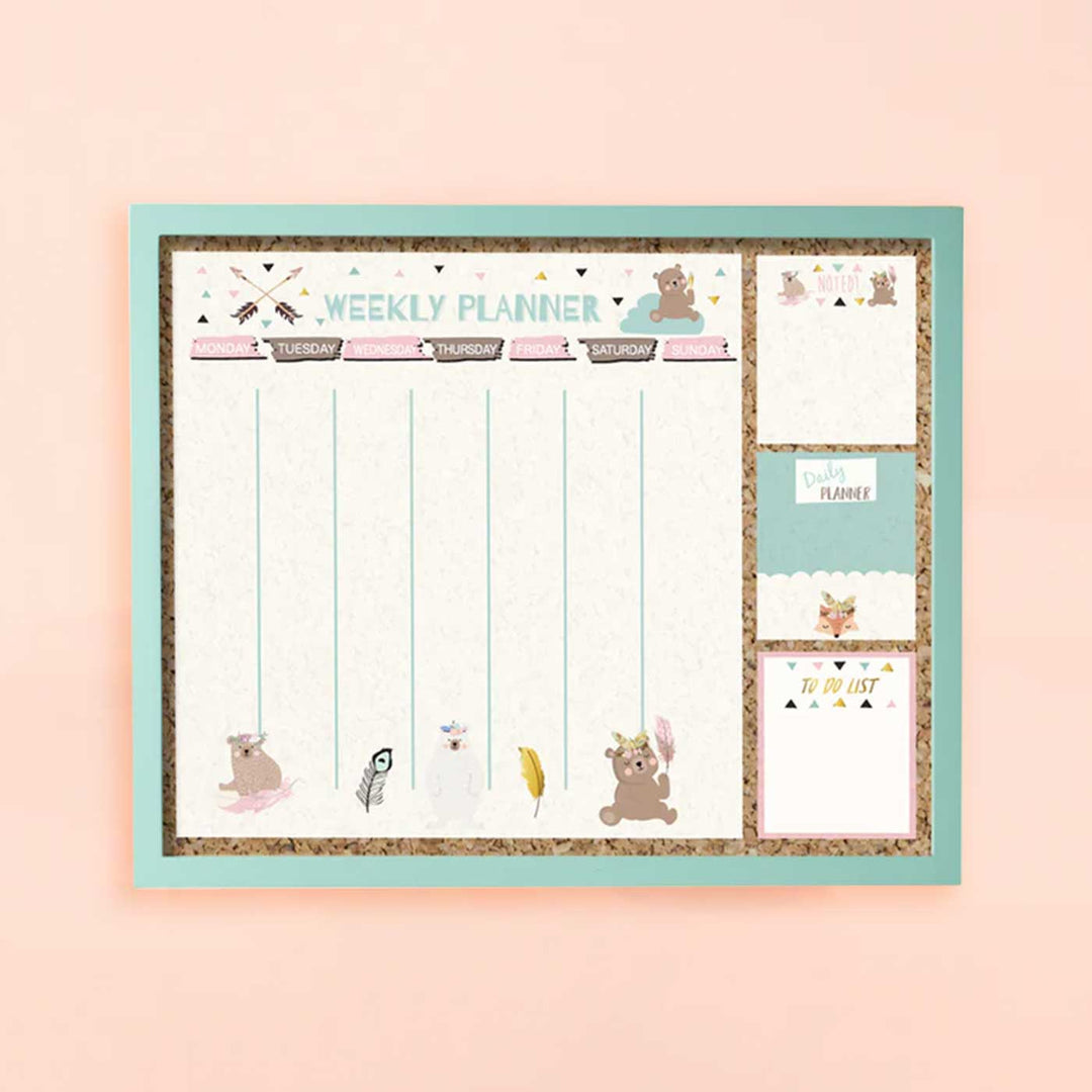 Handmade Weekly Planner Wooden Pinboard For Kids