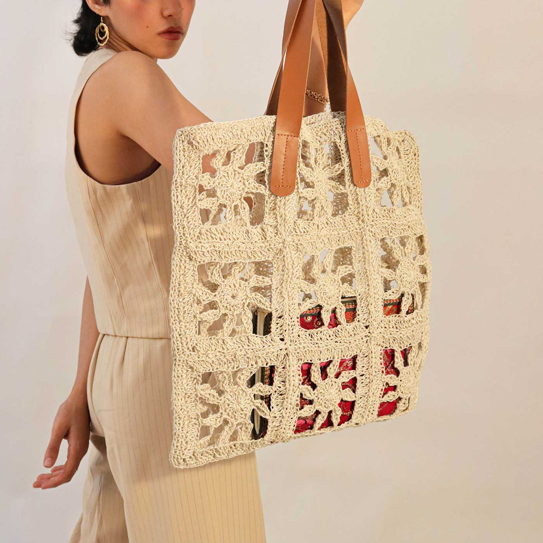 Handmade Crochet Sunflower Tote Bag