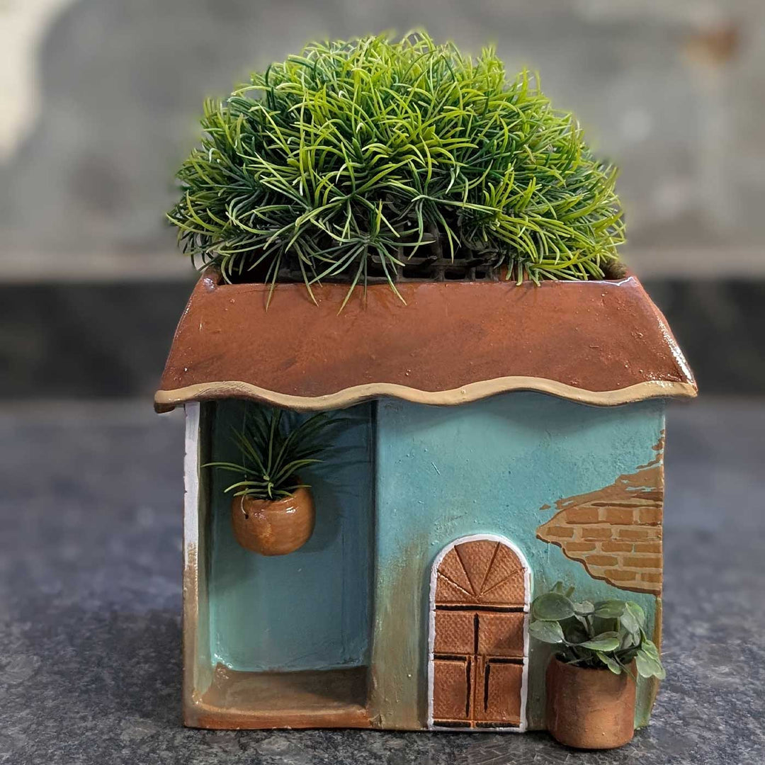 Personalized Hand-Painted House Shaped Terracotta Pen Holder