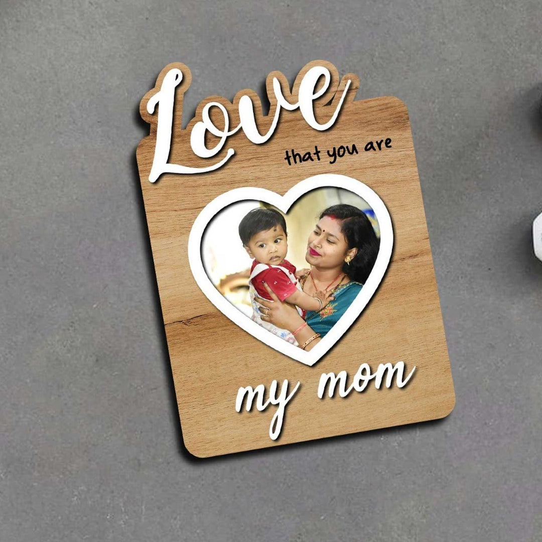 Photo Personalized Love You Mom Wooden Fridge Magnet