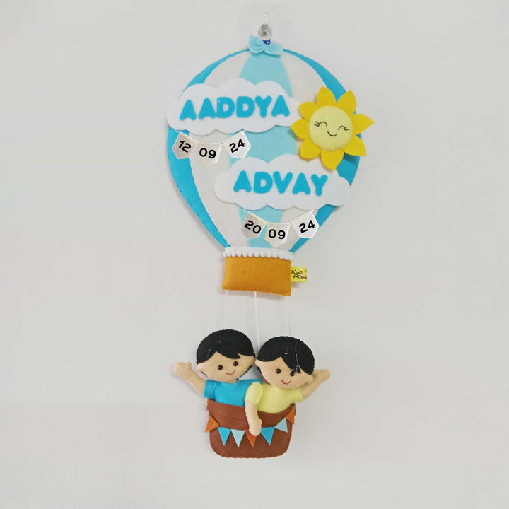 Hand-stitched Hot Air Balloon Felt Kids Nameplate