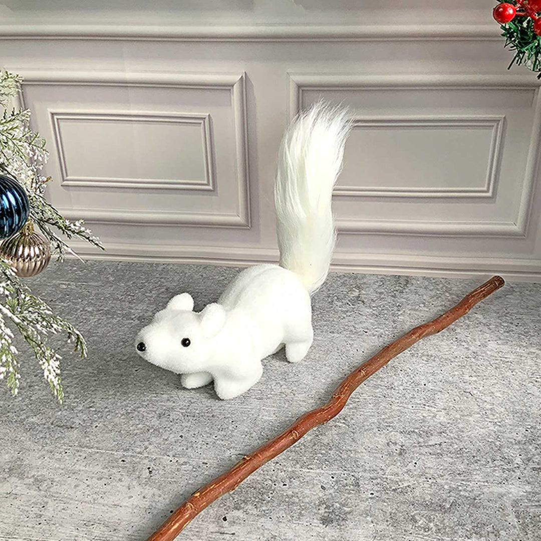 Winter Squirrel With Twig Stem Woolen Decor For Christmas Table Decoration