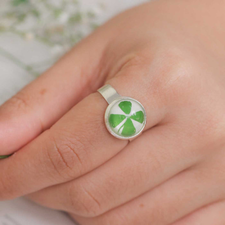 Handmade Preserved Clover Brass Ring