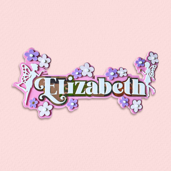 Personalized Fairyland Floral Theme Acrylic Kids Name Plate