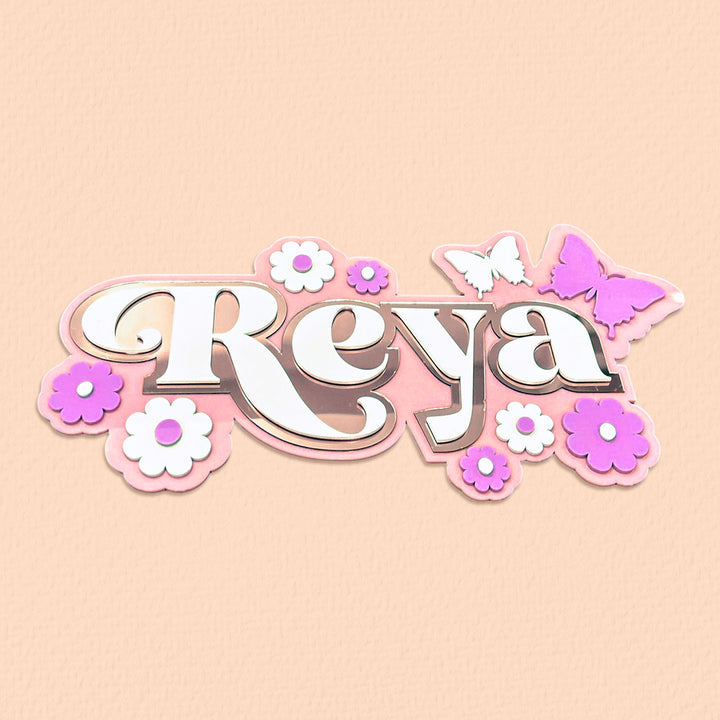 Personalized Garden Grace Theme Acrylic Kids Name Plate