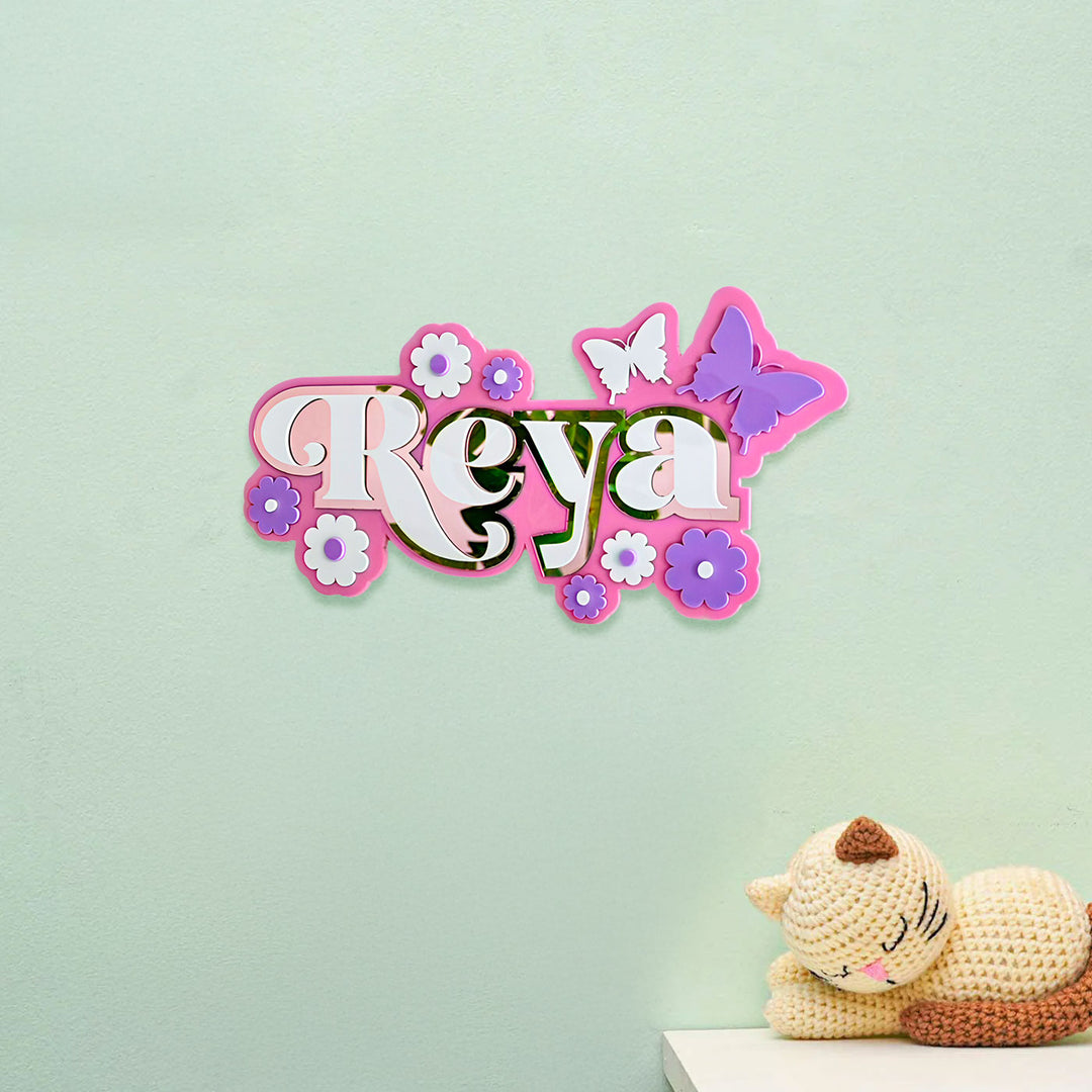 Personalized Garden Grace Theme Acrylic Kids Name Plate