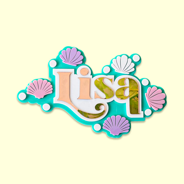 Personalized Seashell Smiles Theme Acrylic Kids Name Plate