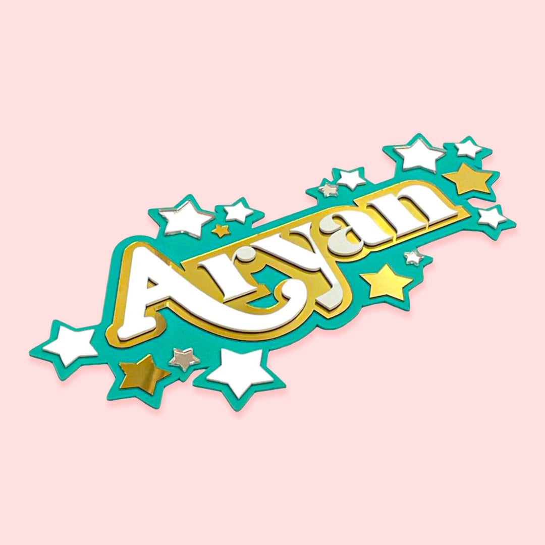 Personalized Stars Theme Acrylic Kids Name Plate