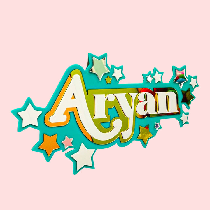 Personalized Stars Theme Acrylic Kids Name Plate