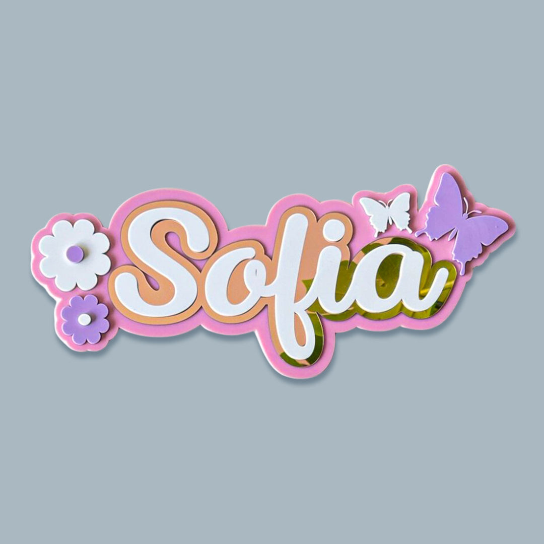 Personalized Winged Petals Theme Acrylic Kids Name Plate