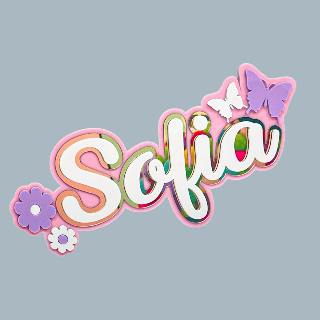 Personalized Winged Petals Theme Acrylic Kids Name Plate