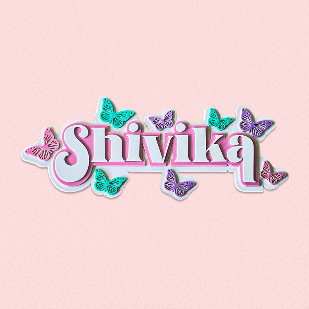 Personalized Butterfly Magic Theme Acrylic Kids Name Plate