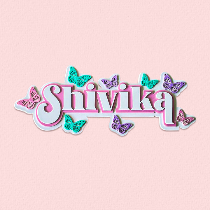 Personalized Butterfly Magic Theme Acrylic Kids Name Plate