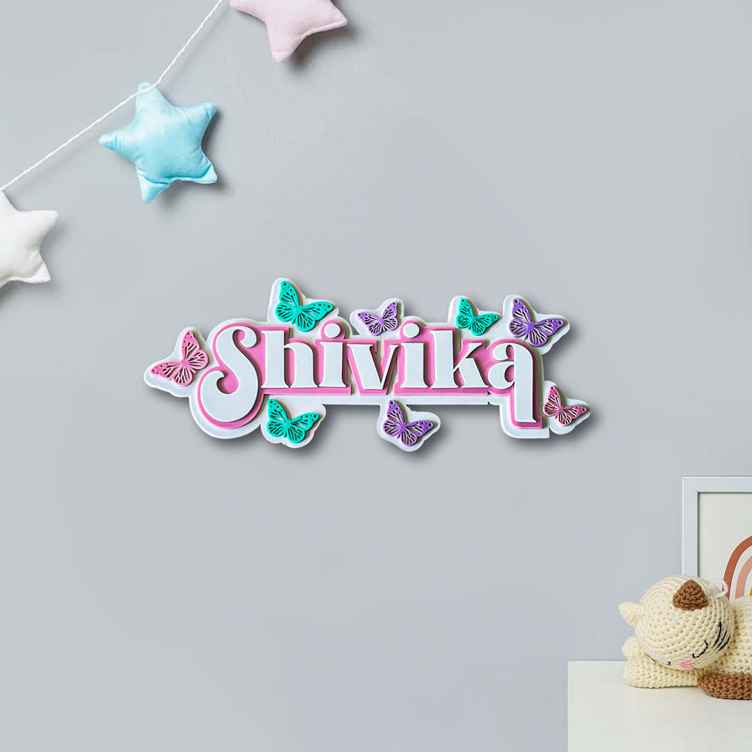 Personalized Butterfly Magic Theme Acrylic Kids Name Plate