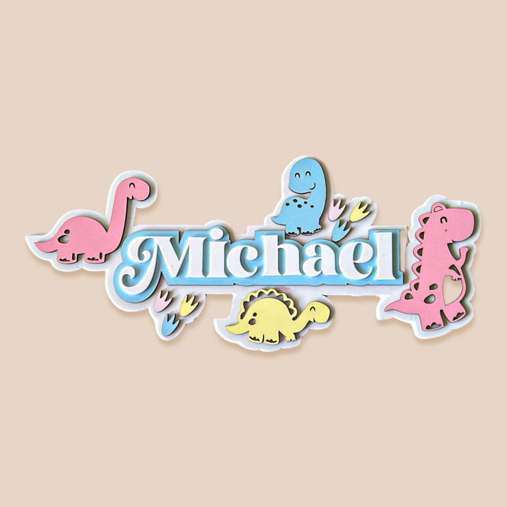 Personalized Dino Domain Theme Acrylic Kids Name Plate