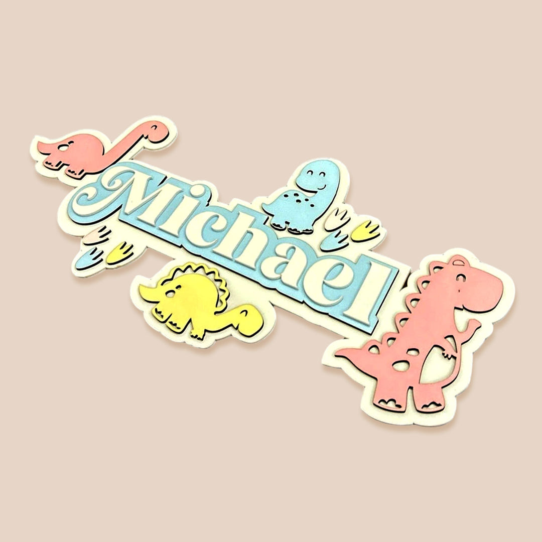 Personalized Dino Domain Theme Acrylic Kids Name Plate