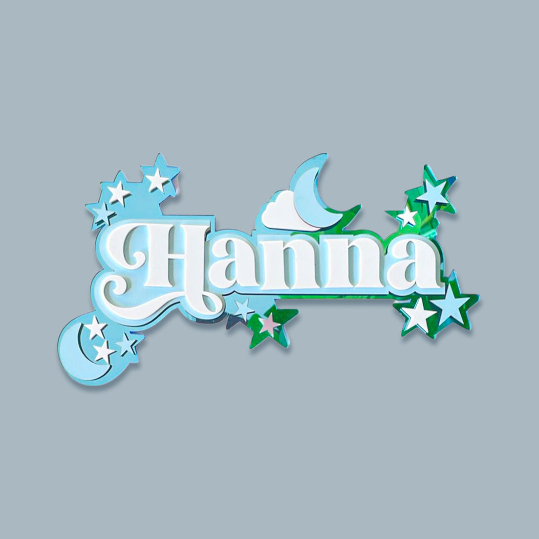 Personalized Moon Magic Theme Acrylic Kids Name Plate