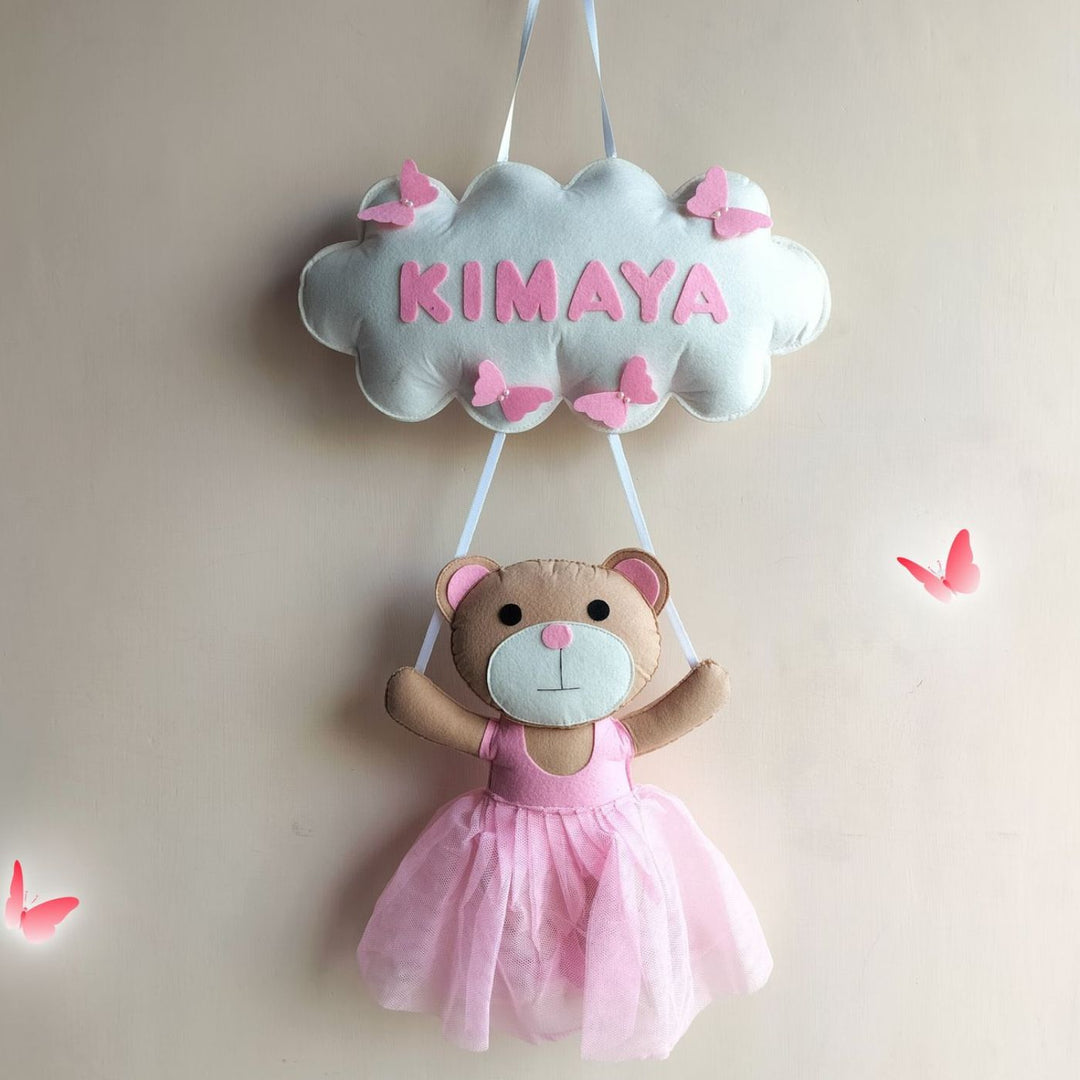 Personalized Teddy Theme Doll Name Plate For Kids