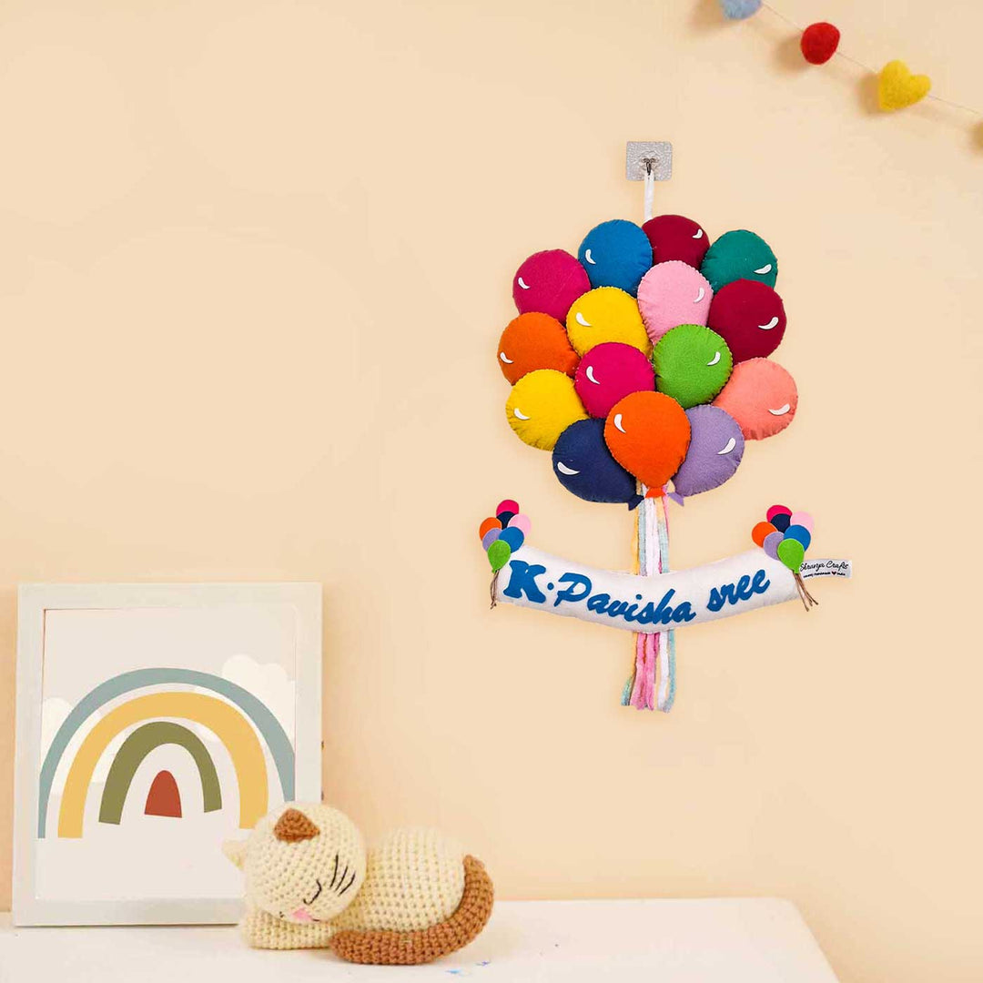 Personalized Balloon Themed Felt Kids Name Plate For Kids