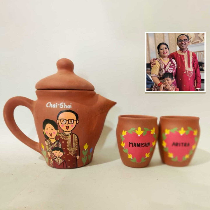 Handpainted Clay Teaset With Photo Based Caricature