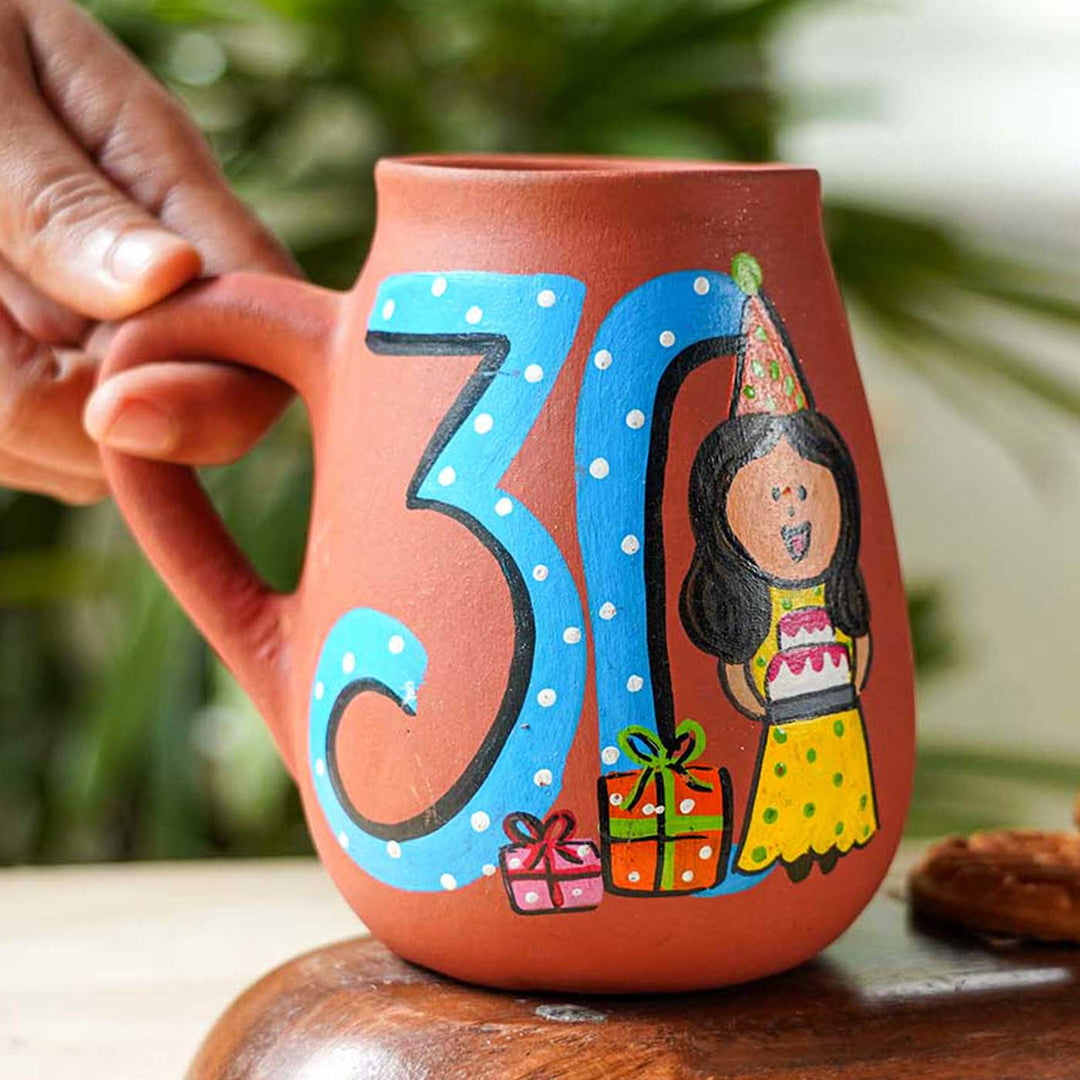 Personalized Hand-painted Birthday Milestone Terracotta Mug