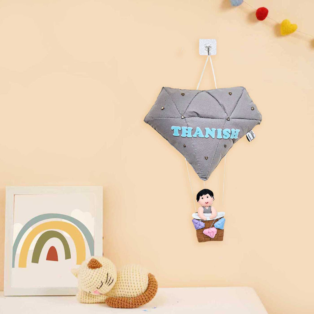 Personalized Diamond Shaped Felt Kids Name Plate For Kids