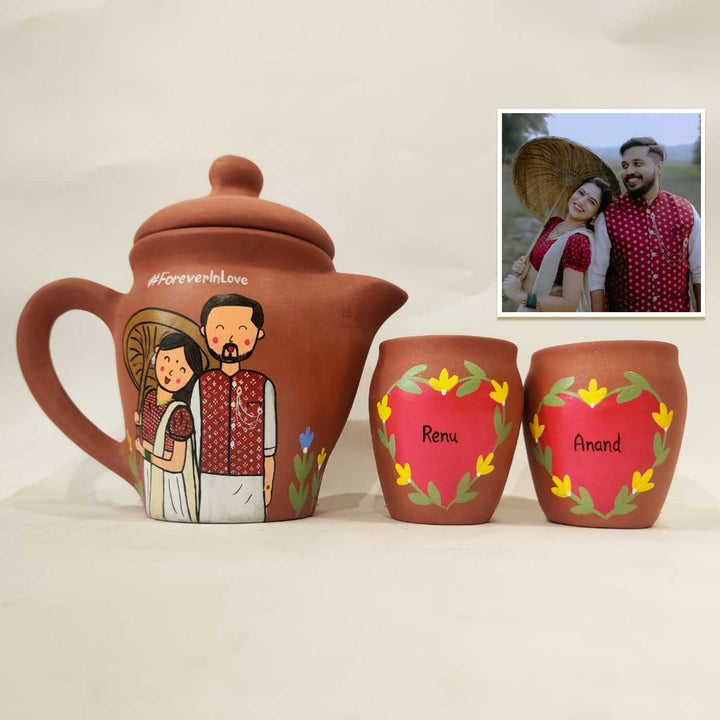 Handpainted Clay Teaset With Photo Based Caricature