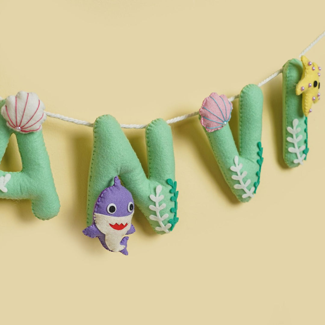 Handmade Personalized Felt Kids Bunting - Underwater