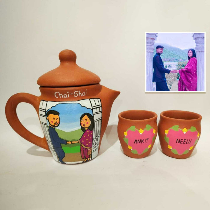 Handpainted Clay Teaset With Photo Based Caricature