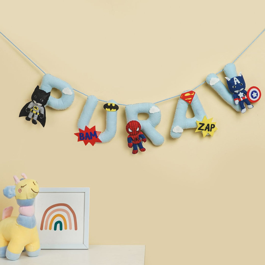 Handmade Personalized Felt Kids Bunting - Superheroes