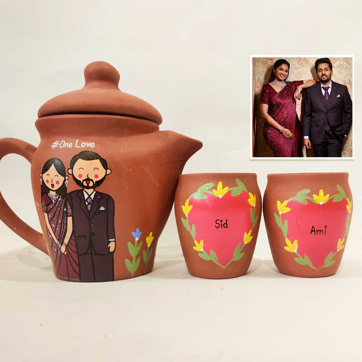 Handpainted Clay Teaset With Photo Based Caricature