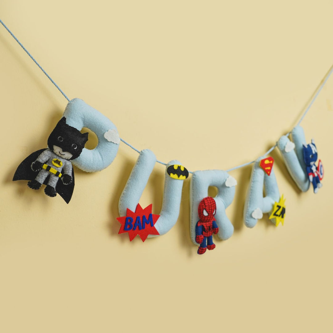 Handmade Personalized Felt Kids Bunting - Superheroes